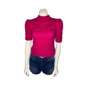 Pink Anthropologie Ribbed Zip-Front Crop Size XXS